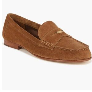 Veronica Beard Suede Penny Loafer In Hazelwood Size 8